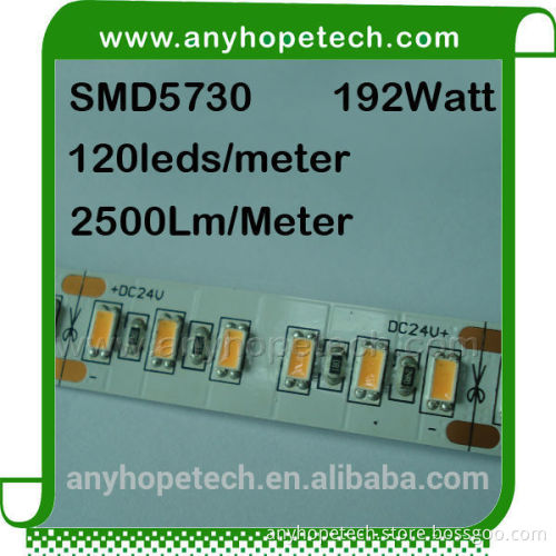CE RoHS Certified DC24V 600LEDs 192W led strips 5730 warm white